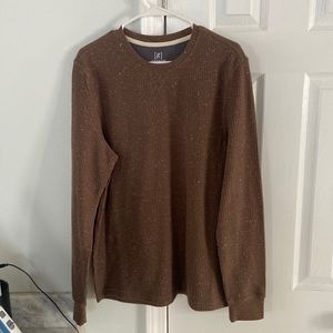 New Men’s Brown (with White Specs) Long Sleeve Thermal Sweater Never Worn